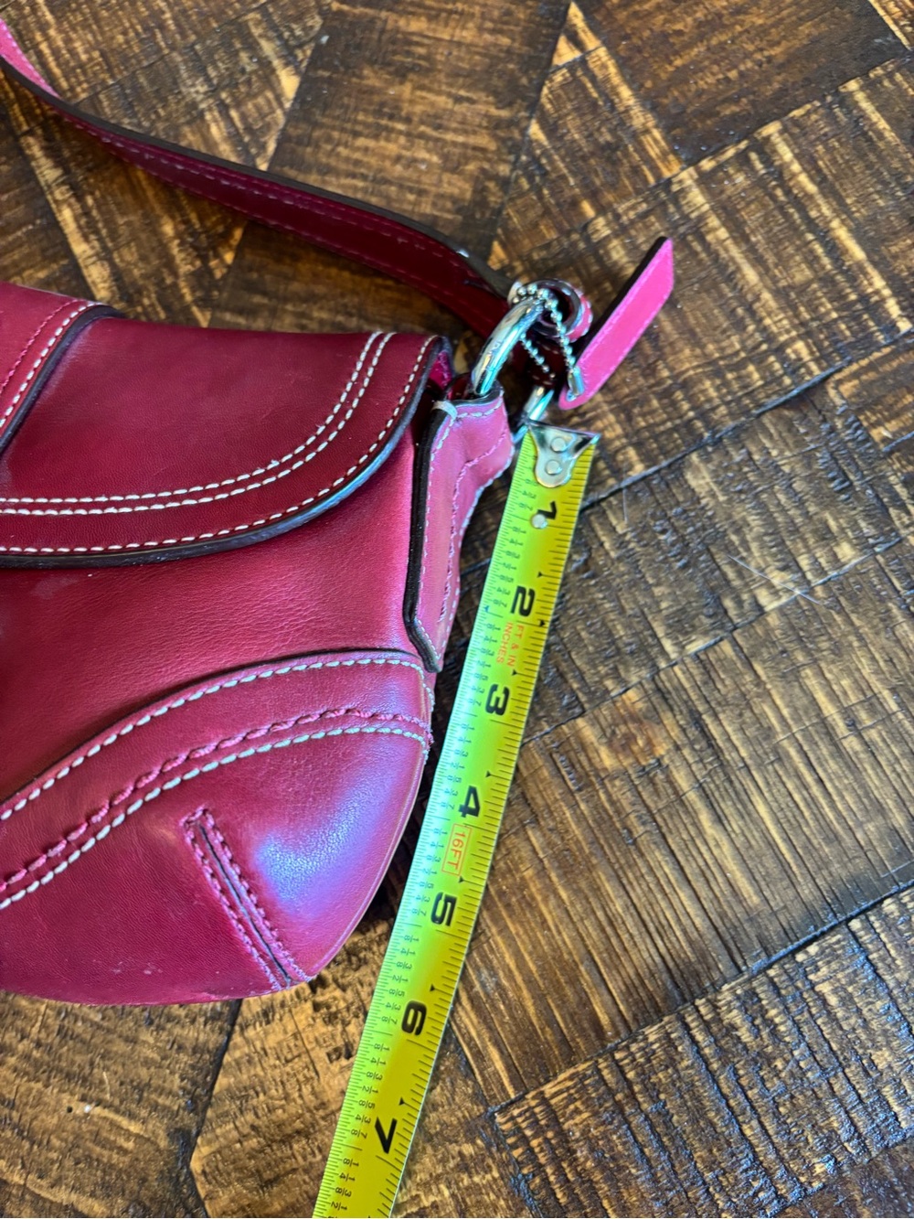 Coach Soho Signature Buckle Flap Shoulder Bag Purse Red Leather Y2K F10909 - Picture 11 of 14